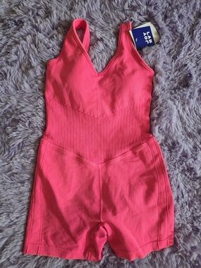 JoyLab Neon Pink Ribbed Tank Romper